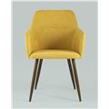 миниатюра Стул Кинг желтый с подлокотниками и широкой спинкой обивка плотная ткань ножки металл №8