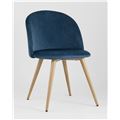 миниатюра Стул Лион голубой, сиденье и спинка из голубого велюра, ножки из металла с принтом под натуральное де №3