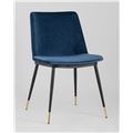 миниатюра Стул Мелисса велюр цвет синий ножки металл с золотым декором №2