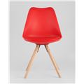 миниатюра Стул мягкий Арианда красный, пластик, экокожа, каркас натуральный некрашеный массив бука №9