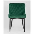 миниатюра Стул мягкий Ститч ткань велюр изумрудный прострочка и черные металлические ножки №2