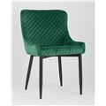 миниатюра Стул мягкий Ститч ткань велюр изумрудный прострочка и черные металлические ножки №3