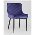 миниатюра Стул мягкий Ститч ткань велюр синий прострочка и черные металлические ножки №4