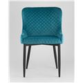 миниатюра Стул мягкий Ститч ткань велюр темно-бирюзовый прострочка, черные металлические ножки №2