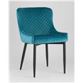 миниатюра Стул мягкий Ститч ткань велюр темно-бирюзовый прострочка, черные металлические ножки №5
