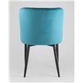миниатюра Стул мягкий Ститч ткань велюр темно-бирюзовый прострочка, черные металлические ножки №6