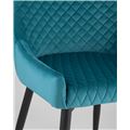 миниатюра Стул мягкий Ститч ткань велюр темно-бирюзовый прострочка, черные металлические ножки №8