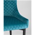 миниатюра Стул мягкий Ститч ткань велюр темно-бирюзовый прострочка, черные металлические ножки №9