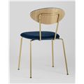 миниатюра Стул Ники синий обивка велюр ножки металл золото №6