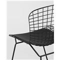 миниатюра Стул обеденный Bertoia металлический черный с черной подушкой из экокожи №6