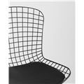 миниатюра Стул обеденный Bertoia металлический черный с черной подушкой из экокожи №7