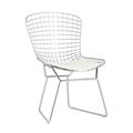 миниатюра Стул обеденный Bertoia хромированный металл с белой подушкой из экокожи №1