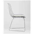 миниатюра Стул обеденный Bertoia хромированный металл с белой подушкой из экокожи №3