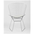 миниатюра Стул обеденный Bertoia хромированный металл с белой подушкой из экокожи №4