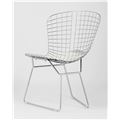 миниатюра Стул обеденный Bertoia хромированный металл с белой подушкой из экокожи №5