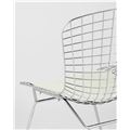 миниатюра Стул обеденный Bertoia хромированный металл с белой подушкой из экокожи №6