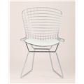 миниатюра Стул обеденный Bertoia хромированный металл с белой подушкой из экокожи №8