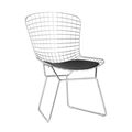 миниатюра Стул обеденный Bertoia хромированный металл с черной подушкой из экокожи №1