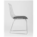 миниатюра Стул обеденный Bertoia хромированный металл с черной подушкой из экокожи №4