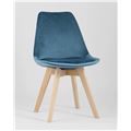 миниатюра Стул обеденный FRANKFURT обивка велюр цвет синий деревянные ножки №2