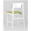 миниатюра Стул обеденный ODEN белый каркас из массива гевеи, сиденье оливковое №4