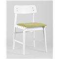миниатюра Стул обеденный ODEN белый каркас из массива гевеи, сиденье оливковое №7