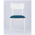 миниатюра Стул обеденный TOMAS WHITE из массива гевеи, каркас белый, сиденье синее №2