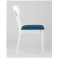 миниатюра Стул обеденный TOMAS WHITE из массива гевеи, каркас белый, сиденье синее №3