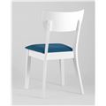 миниатюра Стул обеденный TOMAS WHITE из массива гевеи, каркас белый, сиденье синее №5