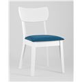 миниатюра Стул обеденный TOMAS WHITE из массива гевеи, каркас белый, сиденье синее №8