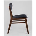 миниатюра Стул обеденный TOR деревянный с мягким синим сиденьем из экокожи №5