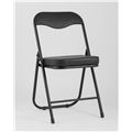 миниатюра Стул складной Джон на металлическом каркасе в обивке из экокожи черного цвета №4