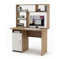 миниатюра Письменный стол Лайт-2 с надстройкой-Дуб-сонома/Белый №1