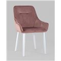 миниатюра Стул Диана велюр пыльно-розовый ножки белые №9