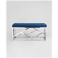 миниатюра Банкетка-скамейка АРТ ДЕКО велюр синий сталь серебро №5