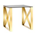 миниатюра Журнальный стол 55*55 КРОСС золото стекло smoke №1