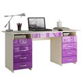 миниатюра Стол компьютерный Милан-10Я Глянец дуб молочный / фиолетовый №1
