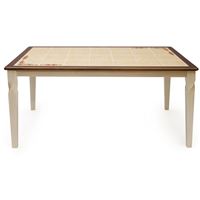 Стол обеденный с плиткой Эмир 3760Р Античный белый/Тёмный дуб