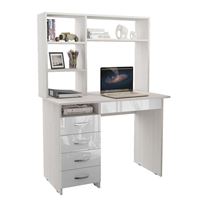 Стол письменный Милан-1 Глянец, с надставкой белый / белый