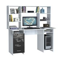 Стол компьютерный Милан-6 Глянец, с надставкой белый / серый