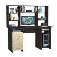 Стол компьютерный Милан-6 Глянец, с надставкой венге / бежевый