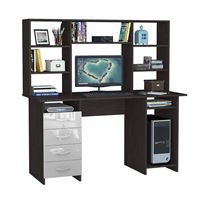 Стол компьютерный Милан-6 Глянец, с надставкой венге / белый