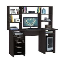 Стол компьютерный Милан-6 Глянец, с надставкой венге / чёрный