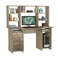 Стол компьютерный Милан-6 Глянец, с надставкой дуб сонома / капучино