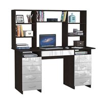 Стол компьютерный Милан-10Я Глянец, с надставкой венге / белый