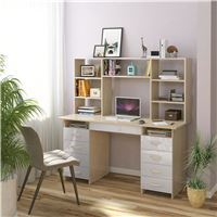 Стол компьютерный Милан-10Я Глянец, с надставкой дуб молочный / белый