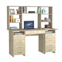 Стол компьютерный Милан-10Я Глянец, с надставкой дуб сонома / бежевый