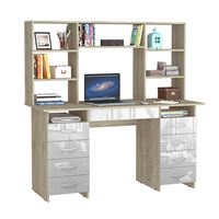 Стол компьютерный Милан-10Я Глянец, с надставкой дуб сонома / белый