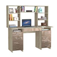 Стол компьютерный Милан-10Я Глянец, с надставкой дуб сонома / капучино