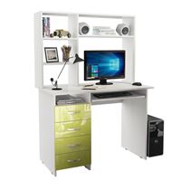 Стол компьютерный Милан-3 Глянец, с надставкой белый / лайм